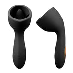 Powerful 10 Modes Tongue Licking Vibrator Glans Stimulator Nipple Clitoris Pussy Massager Oral Sex Toys Adult Masturbator (Black) - sextoysok