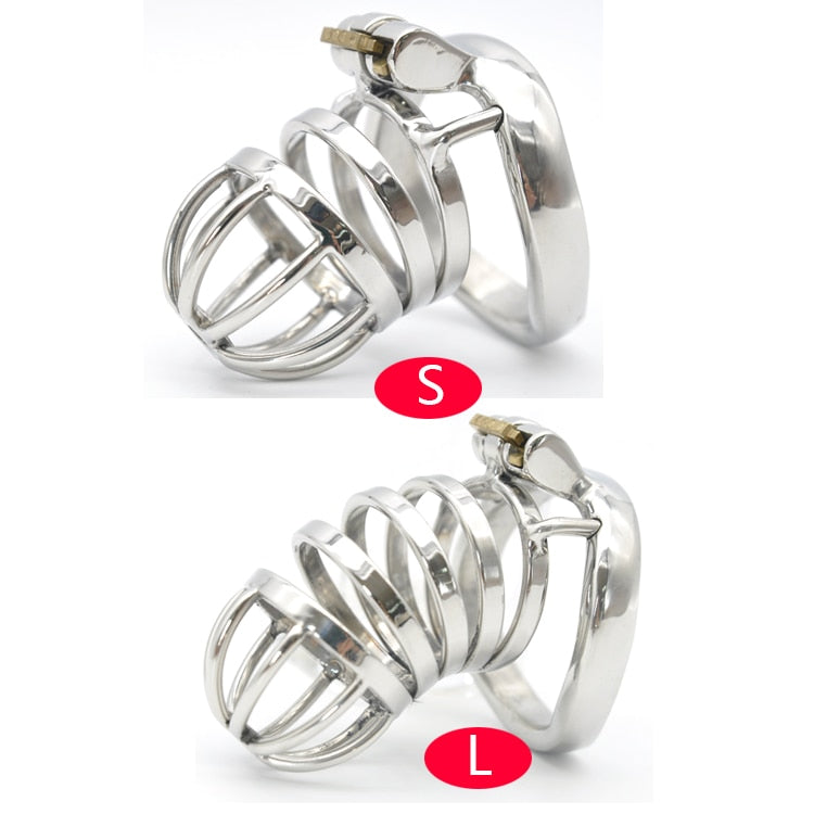 Prison Bird Male Stainless Steel Cock Cage Penis Ring Chastity Device catheter with Stealth New Lock Adult Sex Toy A275 - sextoysok