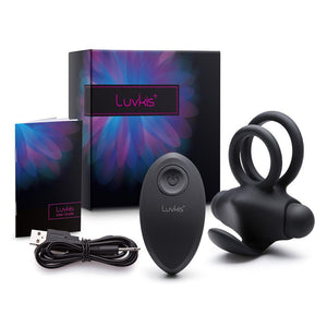 Luvkis Vibrating Silicone Cock Remote Control Rechargeable Penis whit Ring Clitoral G-Spot Vibrators Vibes Stimulators Sex Toys (Black) - sextoysok