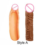 195mm Liquid Silicone Reusable Penis Sleeve Extender Male Cock Enlarge Condoms For Men Dildo Enhancer Delay Ejaculation With Box - sextoysok