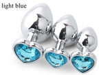 3pcs/Set Metal Butt Plug Heart-shaped Anal Plug Beads Crystal Heart Stimulator Sex Toys Dildo Anal Plug Gay Sex Products - sextoysok