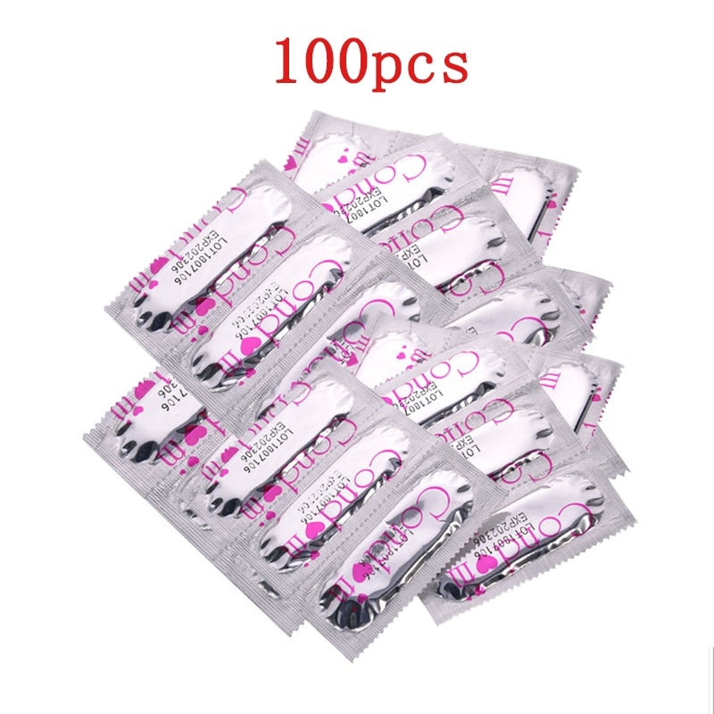 100pcs Condoms for Men Delay Large Oil Sex Dotted G Spot Condoms Intimate Erotic Toy for Men Safer Contraception Female Condom - sextoysok