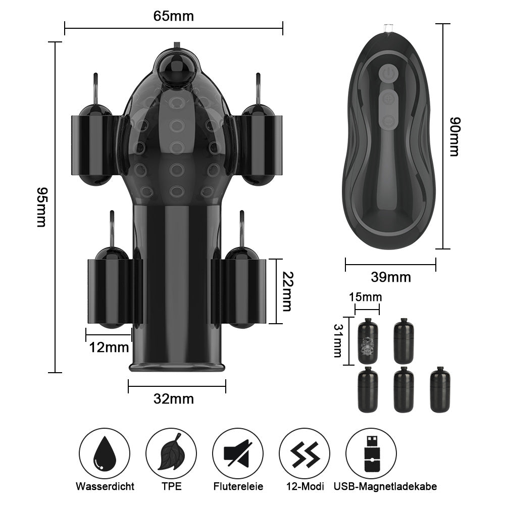 Glans Trainer Sex Toys for Men Ghost Exerciser Penis Vibrator Penis Sleeve Enhancement Delay Lasting Erection Male Masturbation> (5 balls vibrators) - sextoysok