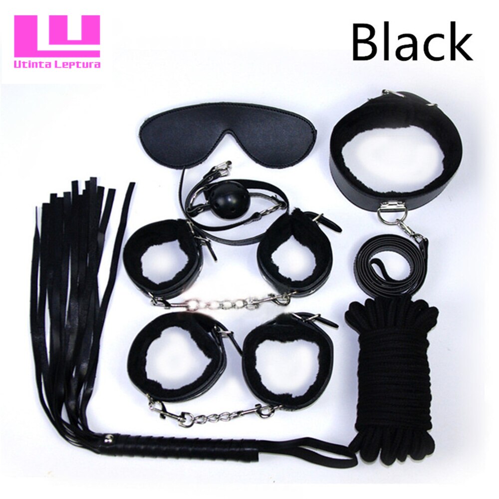 Utinta Leptura Sex Bondage Kit 7 Pcs Adult Games Set Handcuff Footcuff Whip Rope Blindfold for Couples Erotic Toys Sex Products - sextoysok