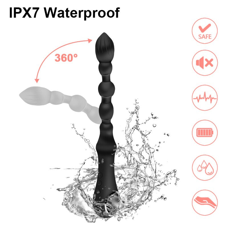 10 Mode Heating Anal Vibrator Long Beads Prostate Massager Flexible Butt Plug Stimulator Anal Beads Plug Sex Toys For Men Women - sextoysok