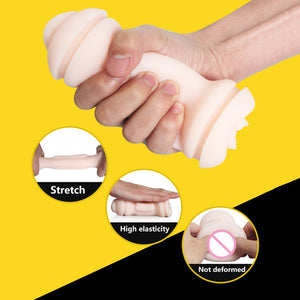 DMM Portable Soft TPE Double Hole Pussy Male Masturbator Vibrator Oral Vaginal Sex Masturbation Cup Real Vagina Sex Toys for Men - sextoysok