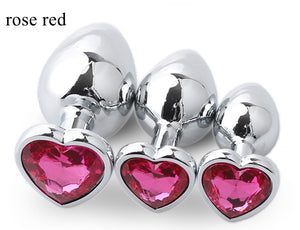 3pcs/Set Metal Butt Plug Heart-shaped Anal Plug Beads Crystal Heart Stimulator Sex Toys Dildo Anal Plug Gay Sex Products - sextoysok