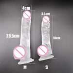 M-050 New Arrival Highly Transparent 23.5CM 18.5CM Dildo With Suction Cup Fake Penis Sex Toy For Women - sextoysok