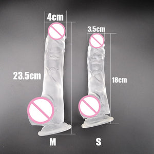 M-050 New Arrival Highly Transparent 23.5CM 18.5CM Dildo With Suction Cup Fake Penis Sex Toy For Women - sextoysok