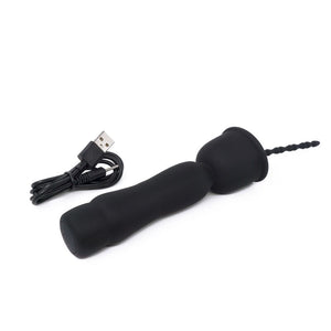 Long Beads Shape Powerful Urethral Vibrator Male Masturbator Silicone Vibrating Penis Plug Urethral Sound Catheter Penis Dilator (black) - sextoysok