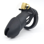 CHASTE BIRD Male Silicone Chastity Device Cock Cage Sex Toys With 5 Penis Ring Adult Belt Brass Lock Standard/Short Cage - sextoysok