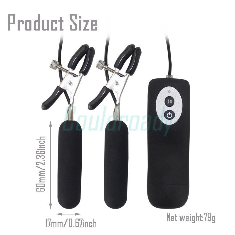 Adult Toy Nipple Clamp Vibrating Eggs 10 Function Nipple Stimulators, Mini Bullets Vibrator Sex Toys for Women Sex Shop - sextoysok