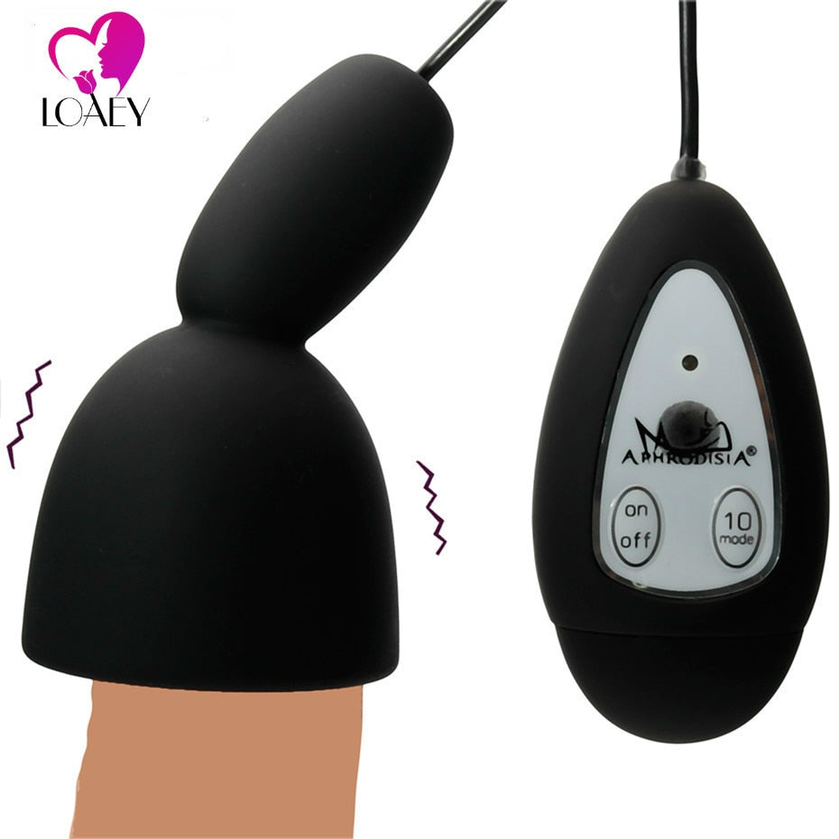 LOAEY Fantasty Climax Delay Stimulate Glans Vibrating Male Masturbator Stamina Trainer 10 Speeds Vibration Sex Toys For Man (black) - sextoysok