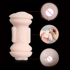 DMM Portable Soft TPE Double Hole Pussy Male Masturbator Vibrator Oral Vaginal Sex Masturbation Cup Real Vagina Sex Toys for Men - sextoysok