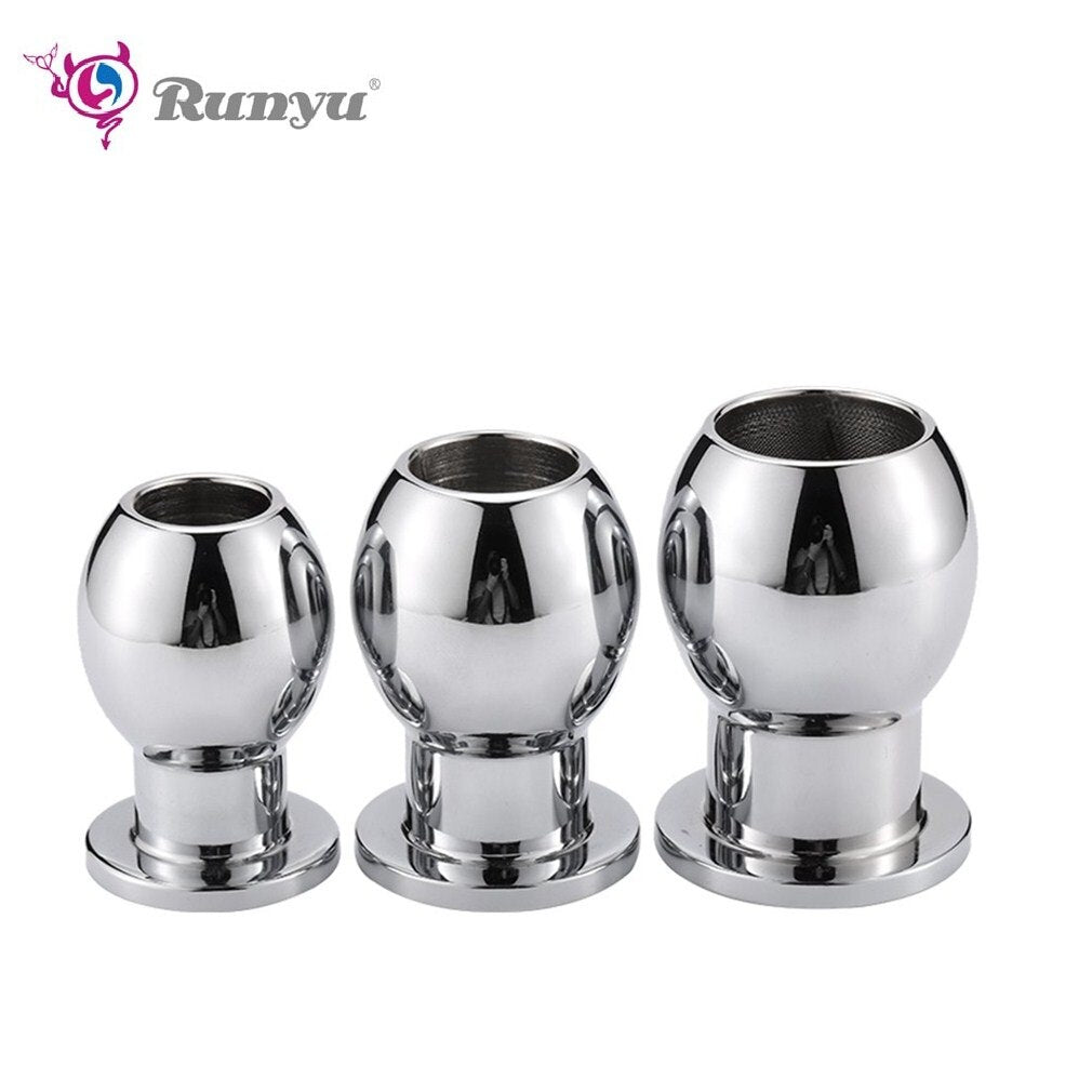Anal Beads Enema Hollow Butt Plug Peep Vaginal Anus Stainless Steel Anal Plug Fetish BDSM Sex Toys For Men Women No Vibrator (S) - sextoysok