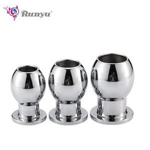 Anal Beads Enema Hollow Butt Plug Peep Vaginal Anus Stainless Steel Anal Plug Fetish BDSM Sex Toys For Men Women No Vibrator (S) - sextoysok