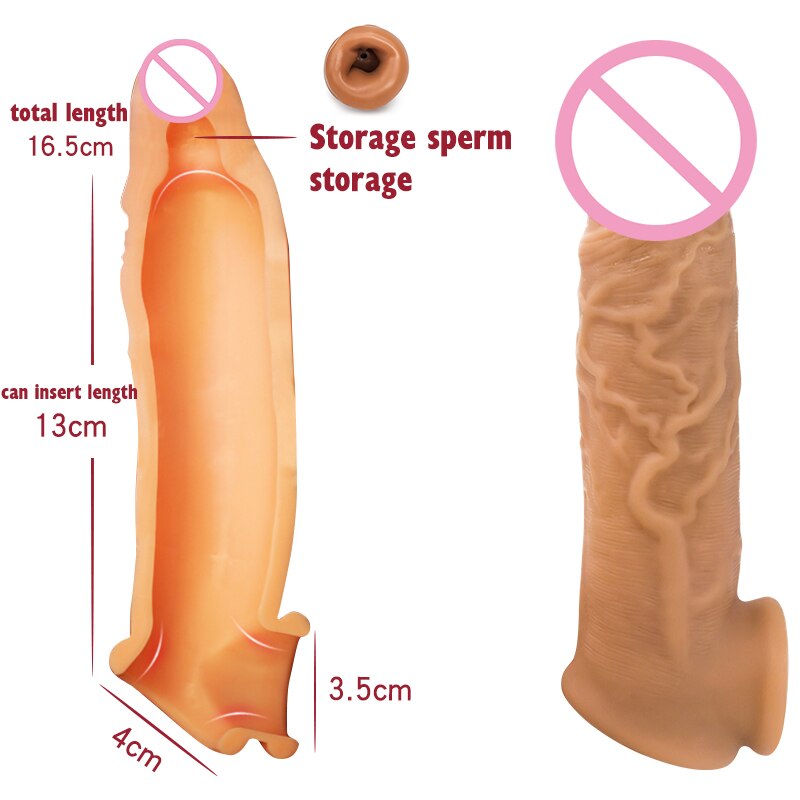 Enlargement Condoms For Men Reusable Penis Sleeve For Male Extender Dildo Enhancer Realistic Condom Intimate Goods - sextoysok