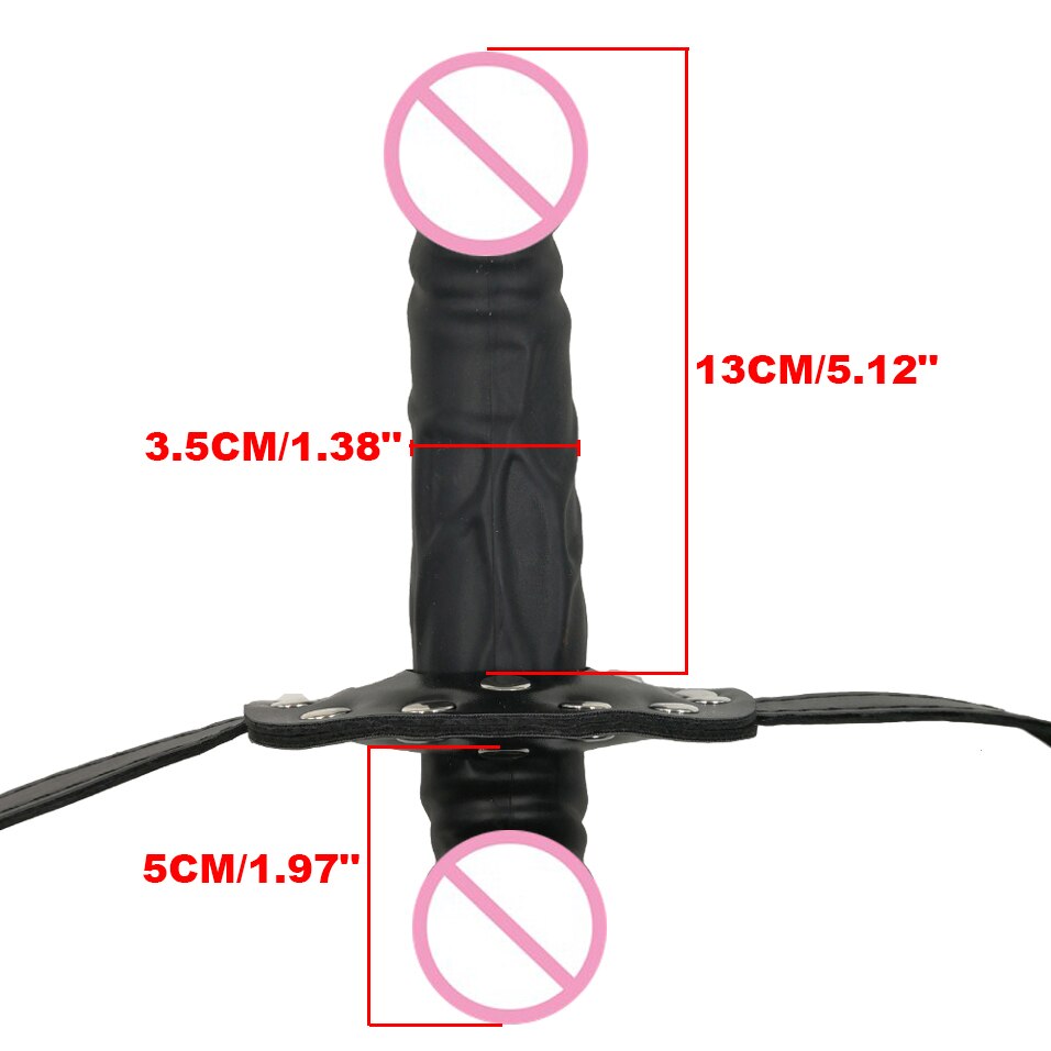 camaTech Silicone Double-Ended Dildos Gag Strap On Open Mouth Dong Plug With Locking Buckles Leather Harness Bondage For Couples - sextoysok