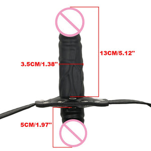 camaTech Silicone Double-Ended Dildos Gag Strap On Open Mouth Dong Plug With Locking Buckles Leather Harness Bondage For Couples - sextoysok