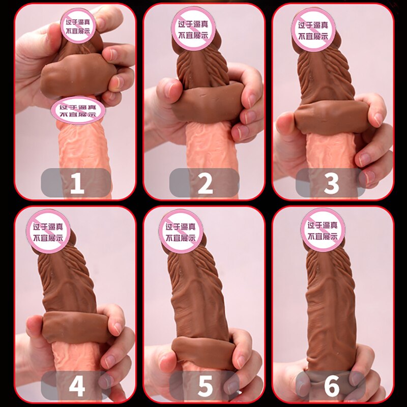 OMYSKY Penis Enlargement Condoms For Men Reusable Penis Sleeve Extender Dildo Enhancer Sleeves For Adults Intimate Cock Rings - sextoysok