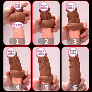 OMYSKY Penis Enlargement Condoms For Men Reusable Penis Sleeve Extender Dildo Enhancer Sleeves For Adults Intimate Cock Rings - sextoysok