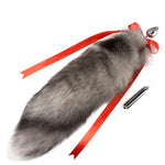 Real Fox Tail Bow Stainless Steel Butt Plug Vibrator Erotic Cosplay Accessories Intimate Goods Anal Expand Vagina Dildo Massager - sextoysok