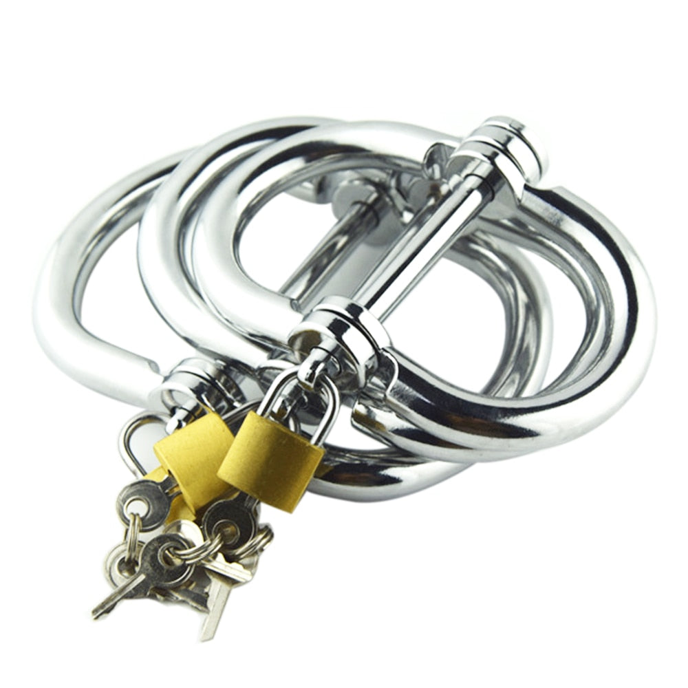 DOMI 4.9*6.9cm Metal Wrist Cuffs With Lock Sex Restraint Tools Stainless Steel Handcuffs For Women And Men - sextoysok