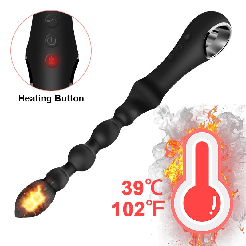 10 Mode Heating Anal Vibrator Long Beads Prostate Massager Flexible Butt Plug Stimulator Anal Beads Plug Sex Toys For Men Women - sextoysok