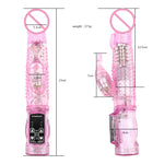 Rabbit Vibrator,Realistic Dildo Penis Vibrator Clitoris Stimulat Massager Transparent Rotating Beads Female Sex Toys For Women - sextoysok