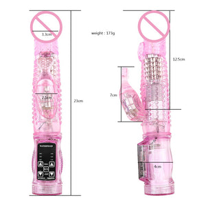 Rabbit Vibrator,Realistic Dildo Penis Vibrator Clitoris Stimulat Massager Transparent Rotating Beads Female Sex Toys For Women - sextoysok
