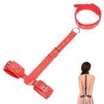 Female Leather Handcuff Neck collar Wrist strap Fetish Bondage Erotic sex toys Bdsm Restraint sex toy for Couple Adult sexy game - sextoysok