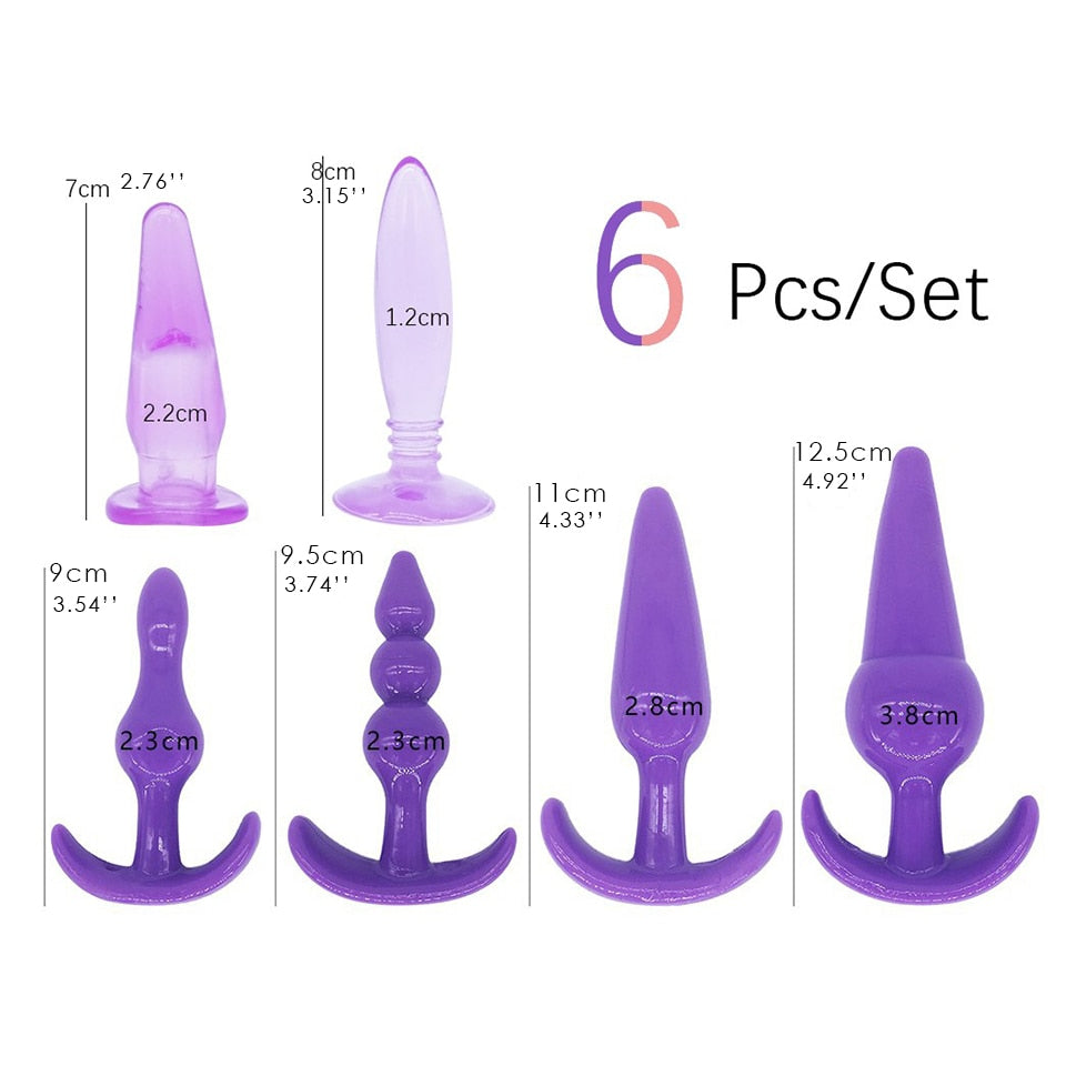 DOMI 6pcs/set New Booty Beads Ball Anal Sex Toy Adult Butt Plug Silicone Anal Plug Lot Sex Toys - sextoysok