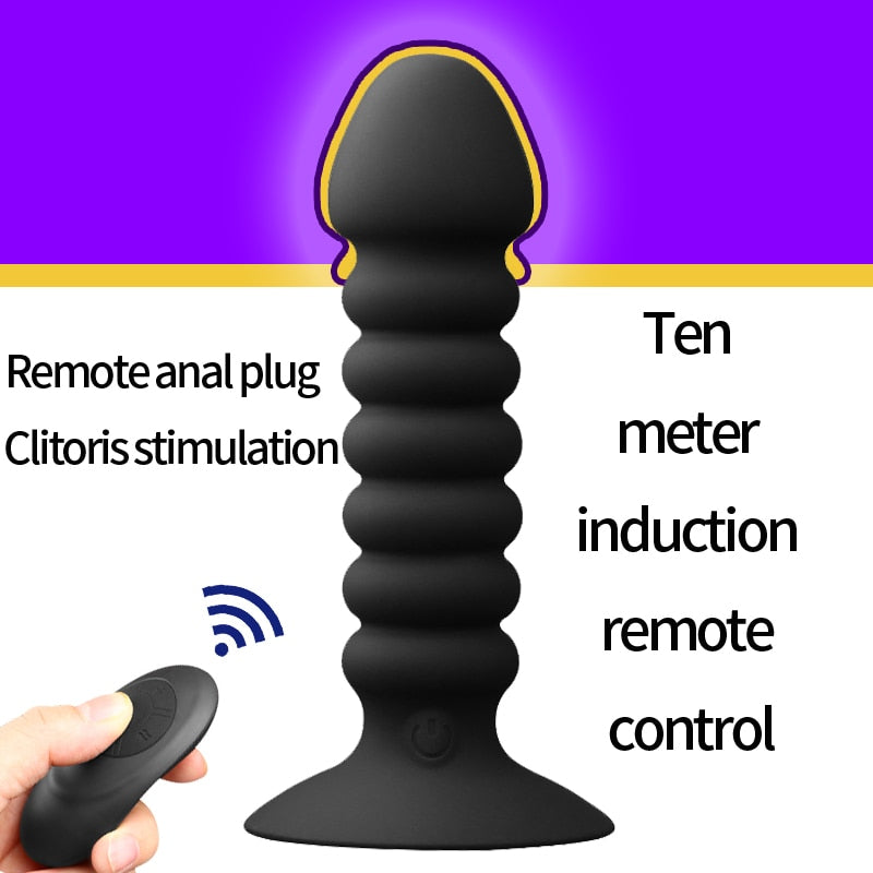 Remote Control Anal Plug Bead Dildo Vibrator Suction Cup Butt Plug Male prostate Massager Vibrator Waterproof Sex Toys - sextoysok
