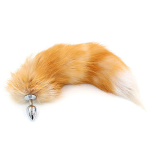 SAIXS Fox Tail Anal Plug With Big Real Crystal Fox Tails Metal Butt Plug Couple Sex Toys Erotic Cosplay Tail Drop shipping - sextoysok
