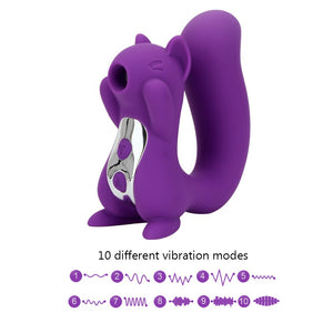 IKOKY Tongue Vibrator Cute Squirrel Sculpt Clitoris Licking Stimulator Nipple Sucker Sucking Massage 10 Speed Sex Toys for Women - sextoysok