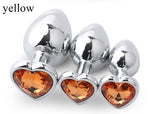 3pcs/Set Metal Butt Plug Heart-shaped Anal Plug Beads Crystal Heart Stimulator Sex Toys Dildo Anal Plug Gay Sex Products - sextoysok