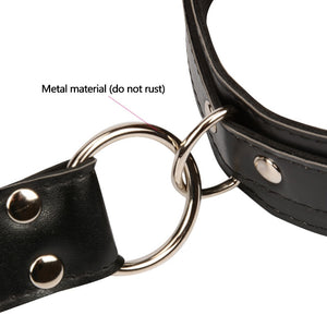 Female Leather Handcuff Neck collar Wrist strap Fetish Bondage Erotic sex toys Bdsm Restraint sex toy for Couple Adult sexy game - sextoysok