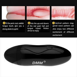 DMM Portable Double Hole Pussy Male Masturbator Soft TPE Oral Vaginal Vibrator Sex Masturbation Cup Real Vagina Sex Toys for Men - sextoysok