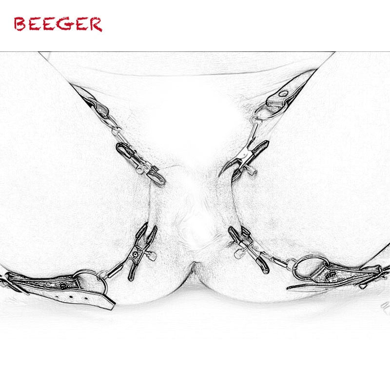 BEEGER Spread Labia Spreader Straps with Clamps, sex toy for couple. - sextoysok