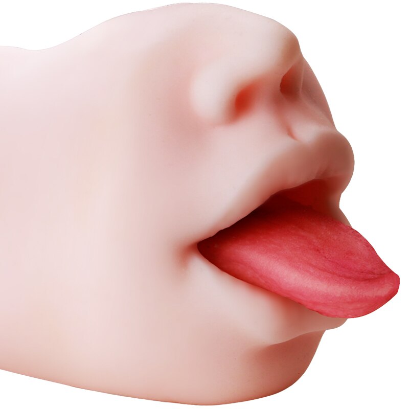 OMYSKY Realistic Male Masturbator Aritificial Vagina Pocket Deep Throat With Tongue Suck Realistic Pussy Oral Sex Toys for Men - sextoysok
