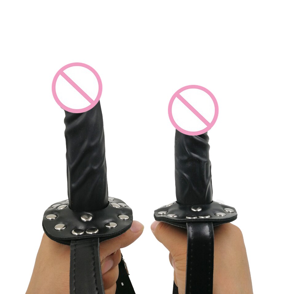 camaTech Silicone Double-Ended Dildos Gag Strap On Open Mouth Dong Plug With Locking Buckles Leather Harness Bondage For Couples - sextoysok
