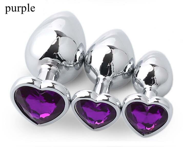 3pcs/Set Metal Butt Plug Heart-shaped Anal Plug Beads Crystal Heart Stimulator Sex Toys Dildo Anal Plug Gay Sex Products - sextoysok