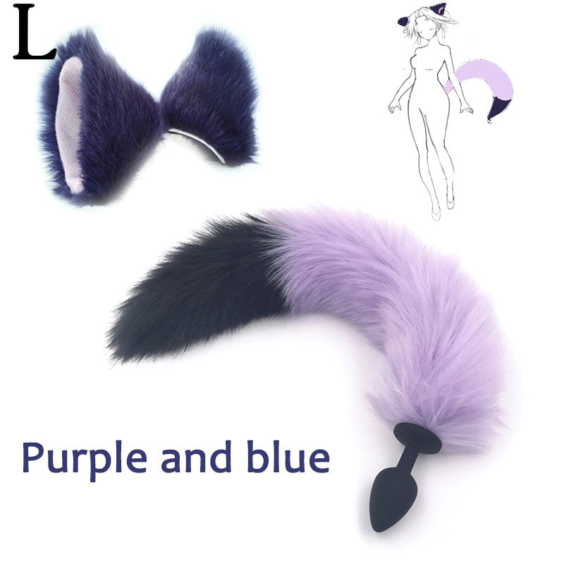 Silicone Plug Fox Tail butt plug and lovely ears anal Sex Toy for women Adult Games Sex Products and dildo vibrator - sextoysok