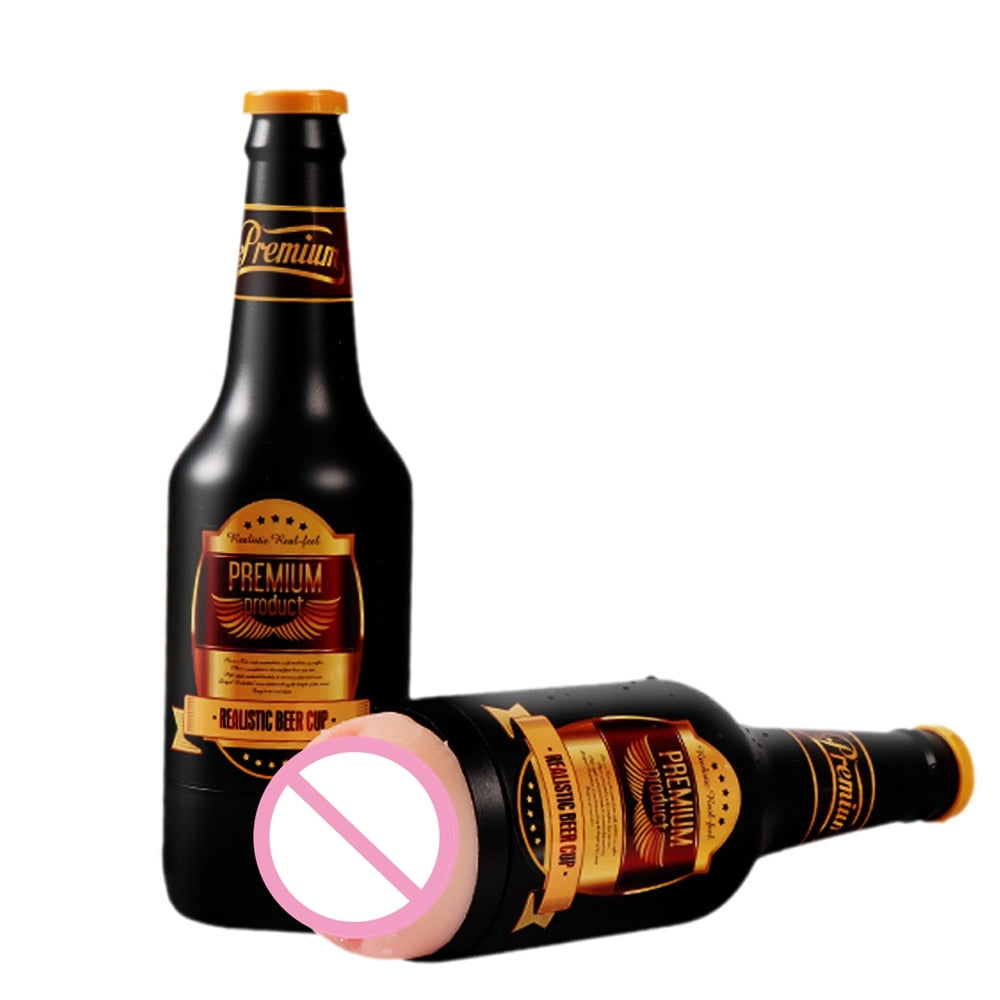 Beer Bottle Male Masturbation Realistic Pussy Soft Vagina Aircraft Cup Electric Masturbation Vagina Male Sex Toys - sextoysok