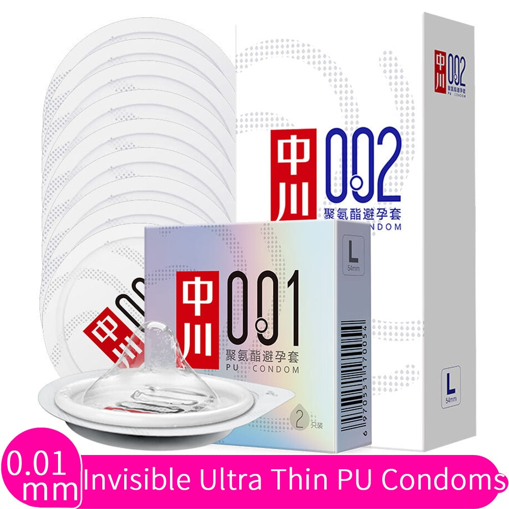 0.01&0.02mm super slim Condom 001&002 Invisible Ultra Thin Lubricated Condoms for men Sexual welfare Polyurethane Non-latex - sextoysok