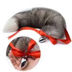 Real Fox Tail Bow Stainless Steel Butt Plug Vibrator Erotic Cosplay Accessories Intimate Goods Anal Expand Vagina Dildo Massager - sextoysok