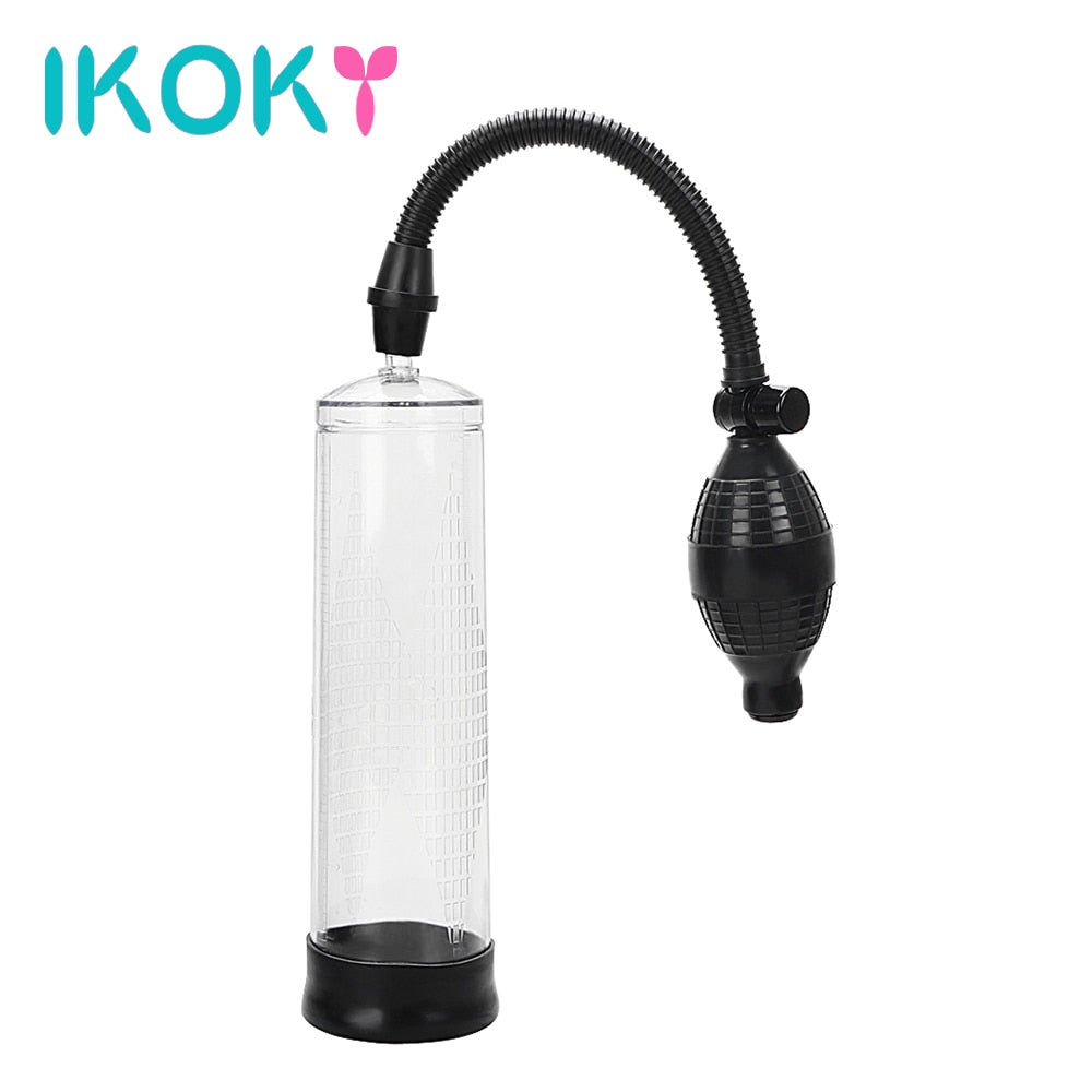 IKOKY Penis Pump Penis Enlargement Extender Enlarge Vacuum Pump Cock Ring Delayed Ejaculation Sex Toys For Men Sex Products - sextoysok