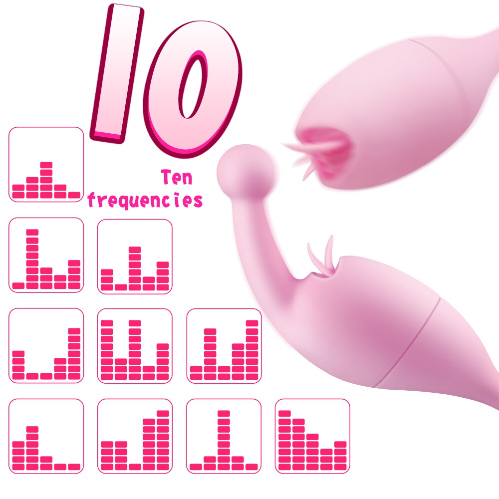 10 Modes Tongue Licking Víbrator Multi-use Mute Nipple Clitoris Stimulator G Spot Massager and Anal Plug Sex Toy for Women - sextoysok