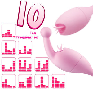 10 Modes Tongue Licking Víbrator Multi-use Mute Nipple Clitoris Stimulator G Spot Massager and Anal Plug Sex Toy for Women - sextoysok