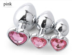 3pcs/Set Metal Butt Plug Heart-shaped Anal Plug Beads Crystal Heart Stimulator Sex Toys Dildo Anal Plug Gay Sex Products - sextoysok